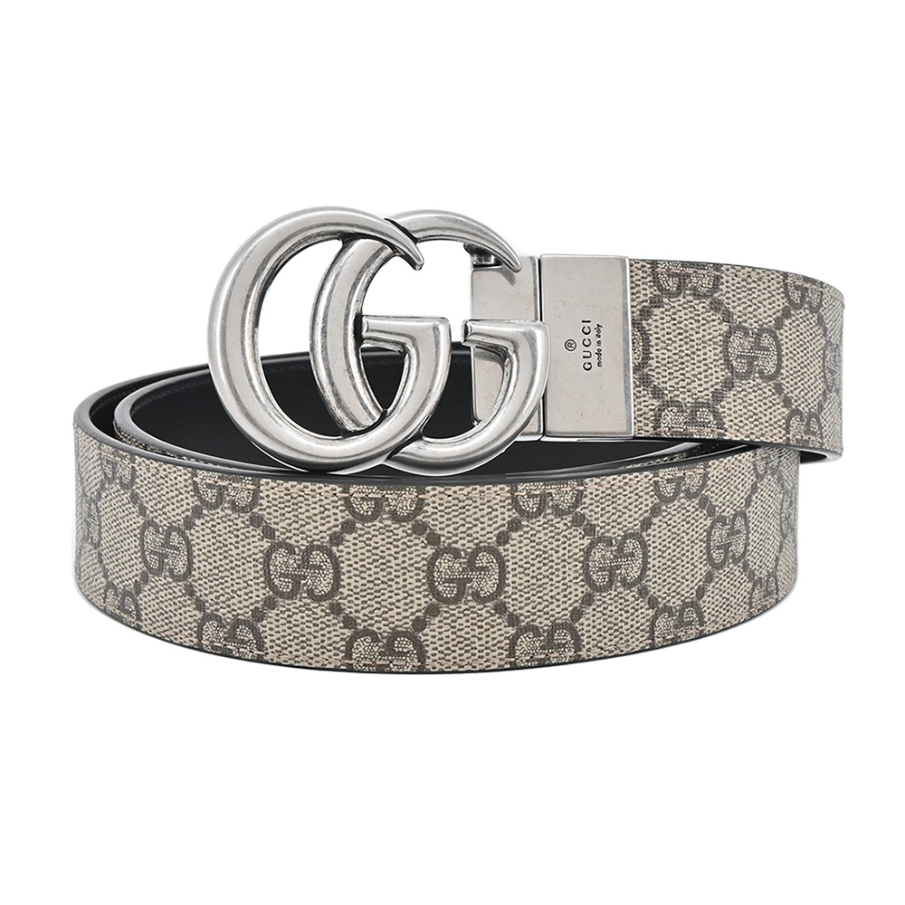 GUCCI 經典GG Marmont 印花帆布雙面用皮帶(卡其棕) | 其他皮件| Yahoo