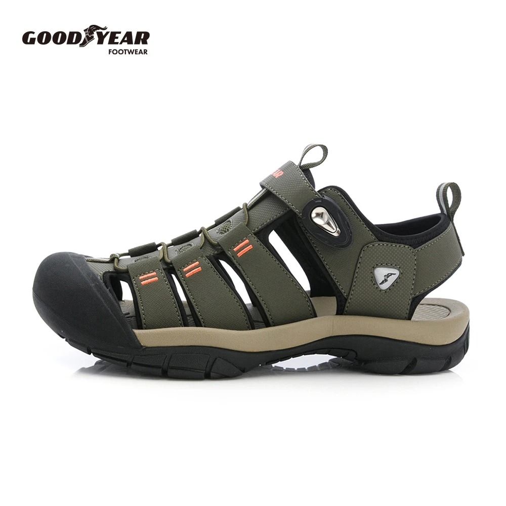 【GOODYEAR 固特異】歐胡島-護趾磁扣運動涼鞋/男鞋 寬楦 軍綠(GAMS63705) (軍綠)