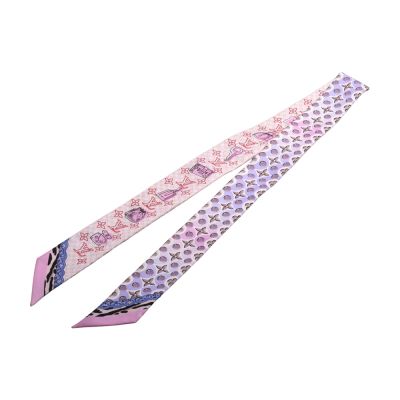 LOUIS VUITTON路易威登 LV M76110經典Bandeau BB Bubble Glam包包鎖釦圖騰真絲領巾(粉/紫)