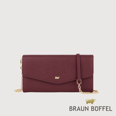 【BRAUN BUFFEL 德國小金牛】台灣總代理 米蕾 信封包-深櫻桃色/BF2008-720-DC