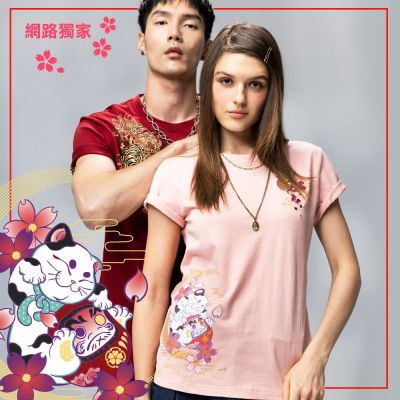 BLUE WAY 日本藍–女裝 達摩貓吉開運女款短TEE/網路獨家