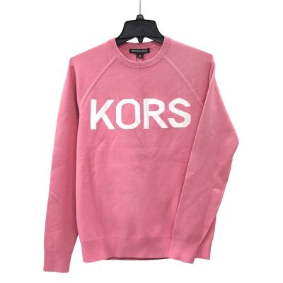 MICHAEL KORS 品牌大字LOGO圓領長袖上衣(康乃馨粉)