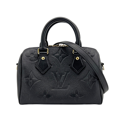 LOUIS VUITTON路易威登 Louis Vuitton LV路易威登 Speedy 20 全皮壓紋手提斜背二用包(M58953-黑)