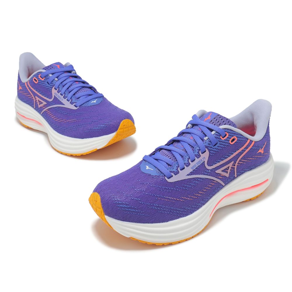Mizuno 慢跑鞋Wave Rider 29 超寬楦女鞋紫白波浪片運動鞋美津濃