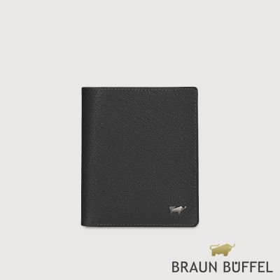 【BRAUN BUFFEL 德國小金牛】台灣總代理 HOMME-P 6卡直立短夾-黑色/BF598-306-BK