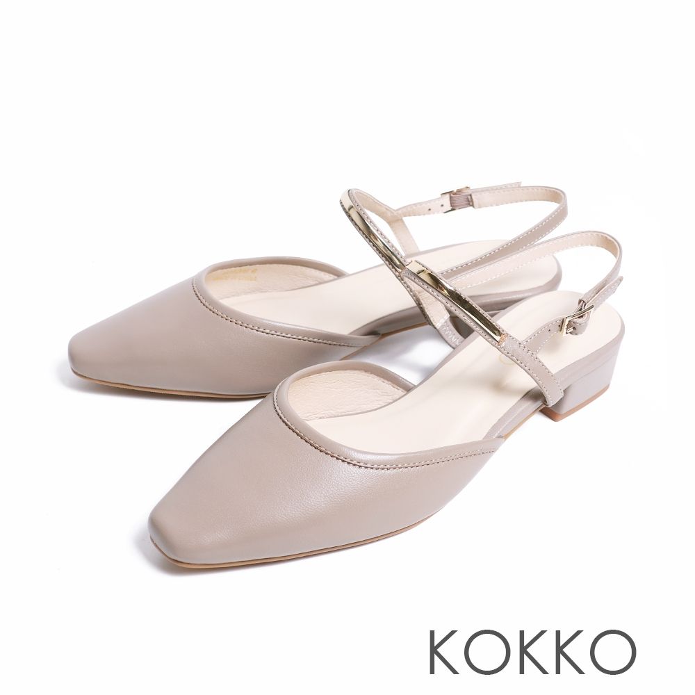 KOKKO唯美簡約後拉帶包鞋駝色