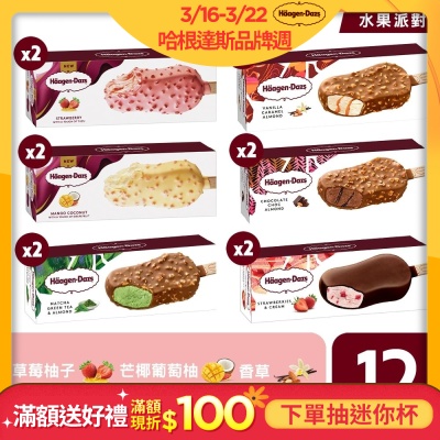 哈根達斯 水果派對雪糕12入(草莓柚子2芒椰葡萄柚2香草2抹茶2草莓2巧克2)