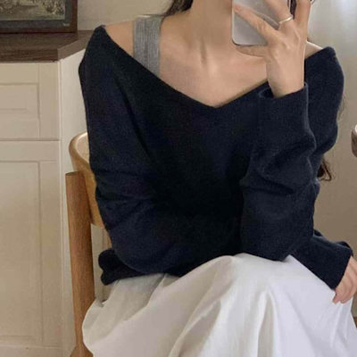 正韓針織上衣 羊毛長袖針織衫WHN1025-創翊韓都