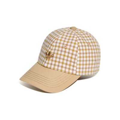Adidas Plaid Cap 奶茶色 格紋 三葉草 棒球帽 老帽 運動 休閒 帽子 KX6982
