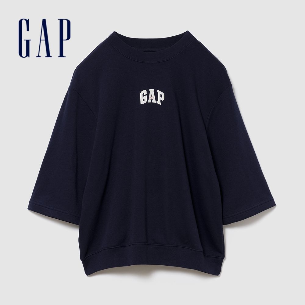 【GAP】寬版 Gap LOGO 法式毛圈布T恤-制服深藍(894498) (制服深藍)
