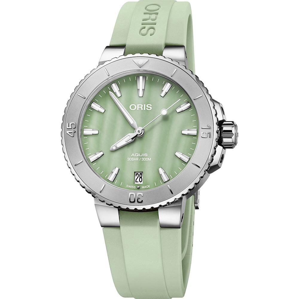 Oris 豪利時 Aquis 日期潛水機械錶-36.5mm綠 0173377704157-0741867FC