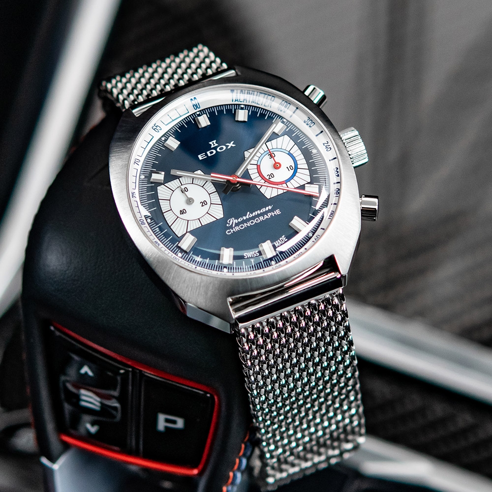EDOX 140週年 x BMW M 50週年 Sportsman 限量賽車計時機械錶 開學換新季 送禮推薦-41mm E08202.3BU.BUIN
