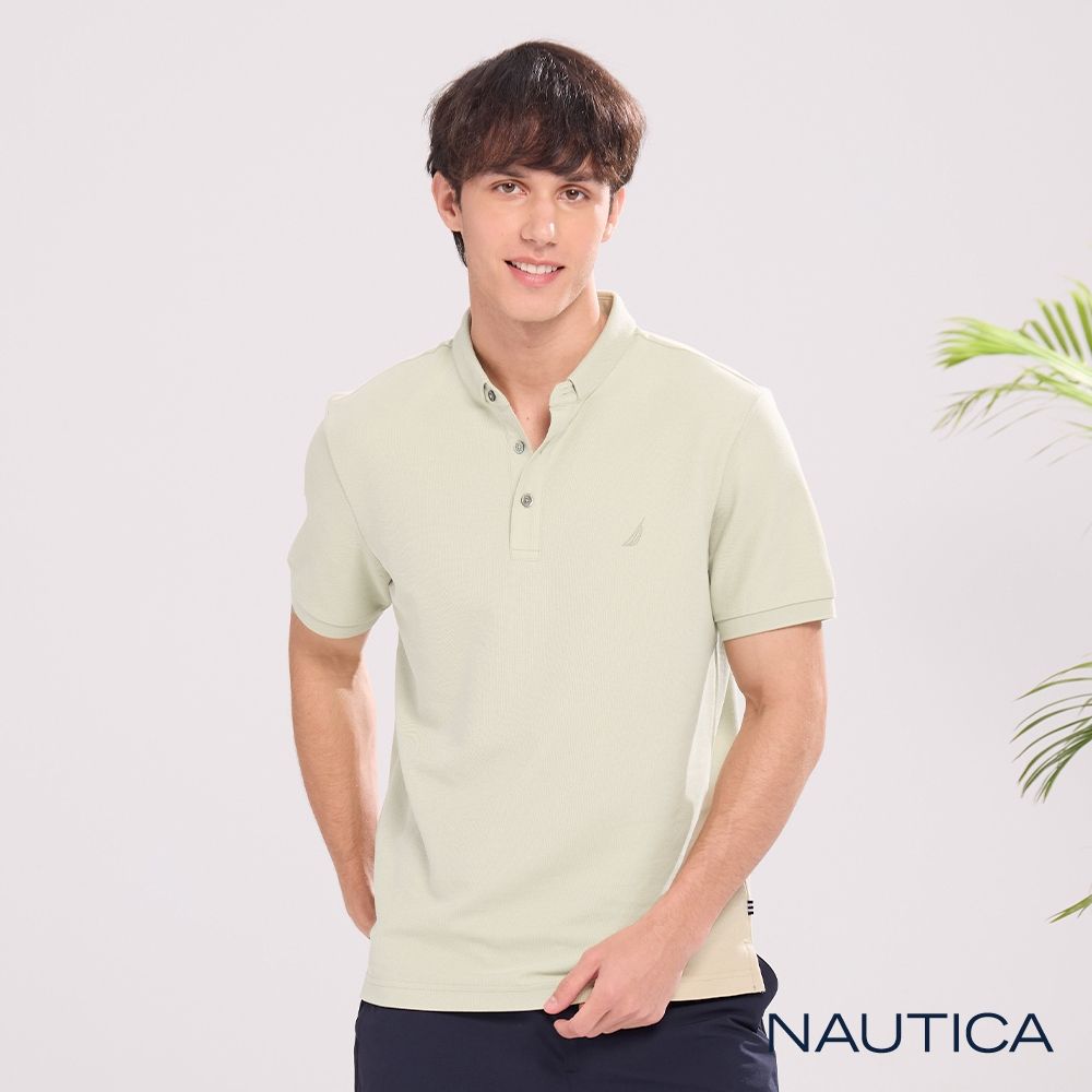 Nautica 官方旗艦 男裝 輕商務抗菌短袖POLO衫-淺綠色