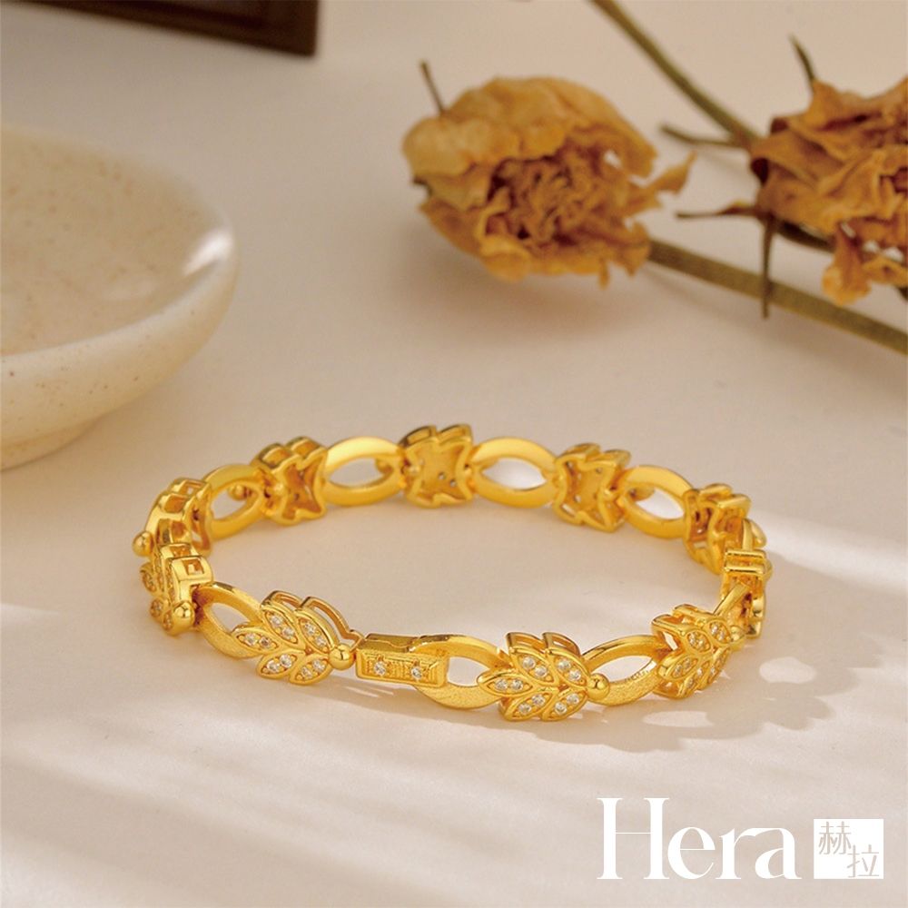 【HERA 赫拉】沙金點鑽麥穗葉花卉手環 H115072310