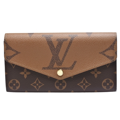 LV Louis Vuitton路易威登 M80726 SARAH系列經典Monogram雙色帆布印花暗釦長夾