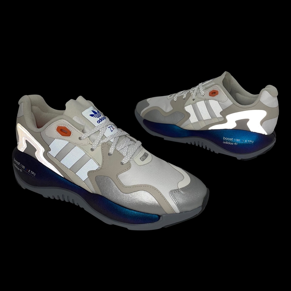 純銀 adidas 休閒鞋ZX Alkyne 反光運動男鞋愛迪達舒適避震球鞋穿搭白銀