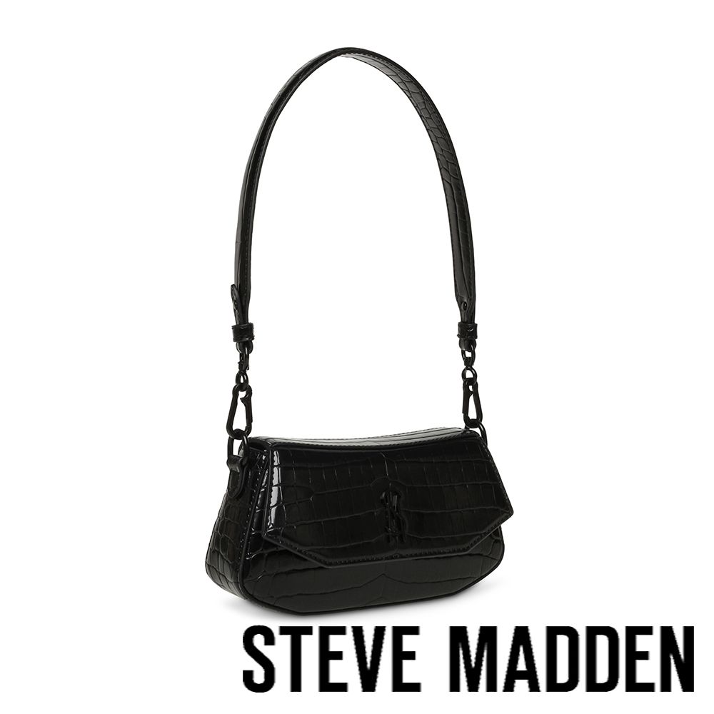 STEVE MADDEN-簡約鱷魚皮翻蓋小包 BTAIGA-E-黑色