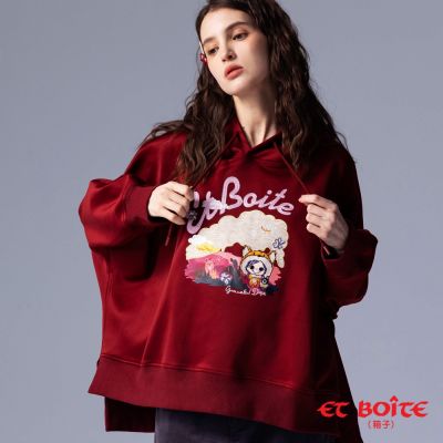 ET BOîTE 箱子 BLUE WAY – DORA雲彩暈染印花連帽長TEE(橘紅)