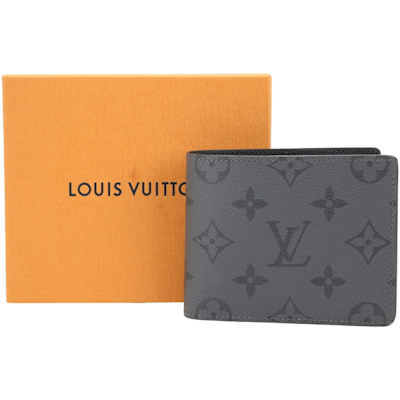 LOUIS VUITTON路易威登 Louis Vuitton LV路易威登 M80906 Slender 印花塗層帆布8卡對折短夾(灰色)