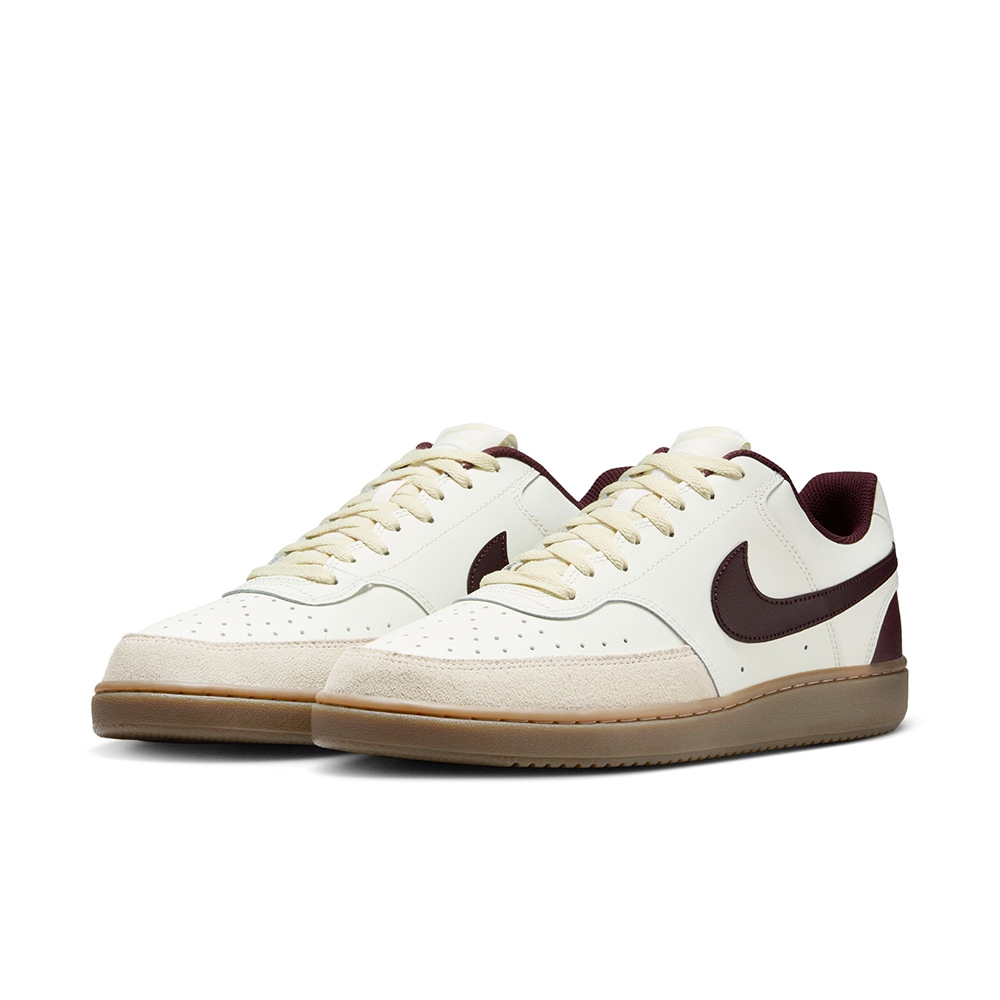 NIKE NIKE COURT VISION LO 休閒鞋 男鞋 運動鞋 復古 膠底 米白酒紅色-HV2530101