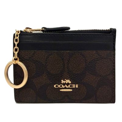 COACH 經典C LOGO悠遊卡夾鑰匙圈/零錢包(深咖)