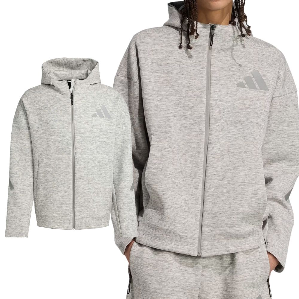Adidas M Z.N.E. PR FZ 男款灰色反光連帽運動休閒外套JW4752 | adidas