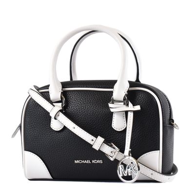 MICHAEL KORS Thompson 拚色荔枝紋手提/斜背二用包-黑色/迷你款
