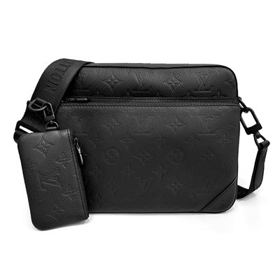 LOUIS VUITTON路易威登 【Louis Vuitton 路易威登】M46602 經典Trio系列Monogram壓花皮革三合一斜背郵差包(黑色)