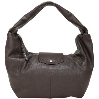 LONGCHAMP Le Pliage Xtra L 奔馬烙印山羊皮半月包(摩卡色)