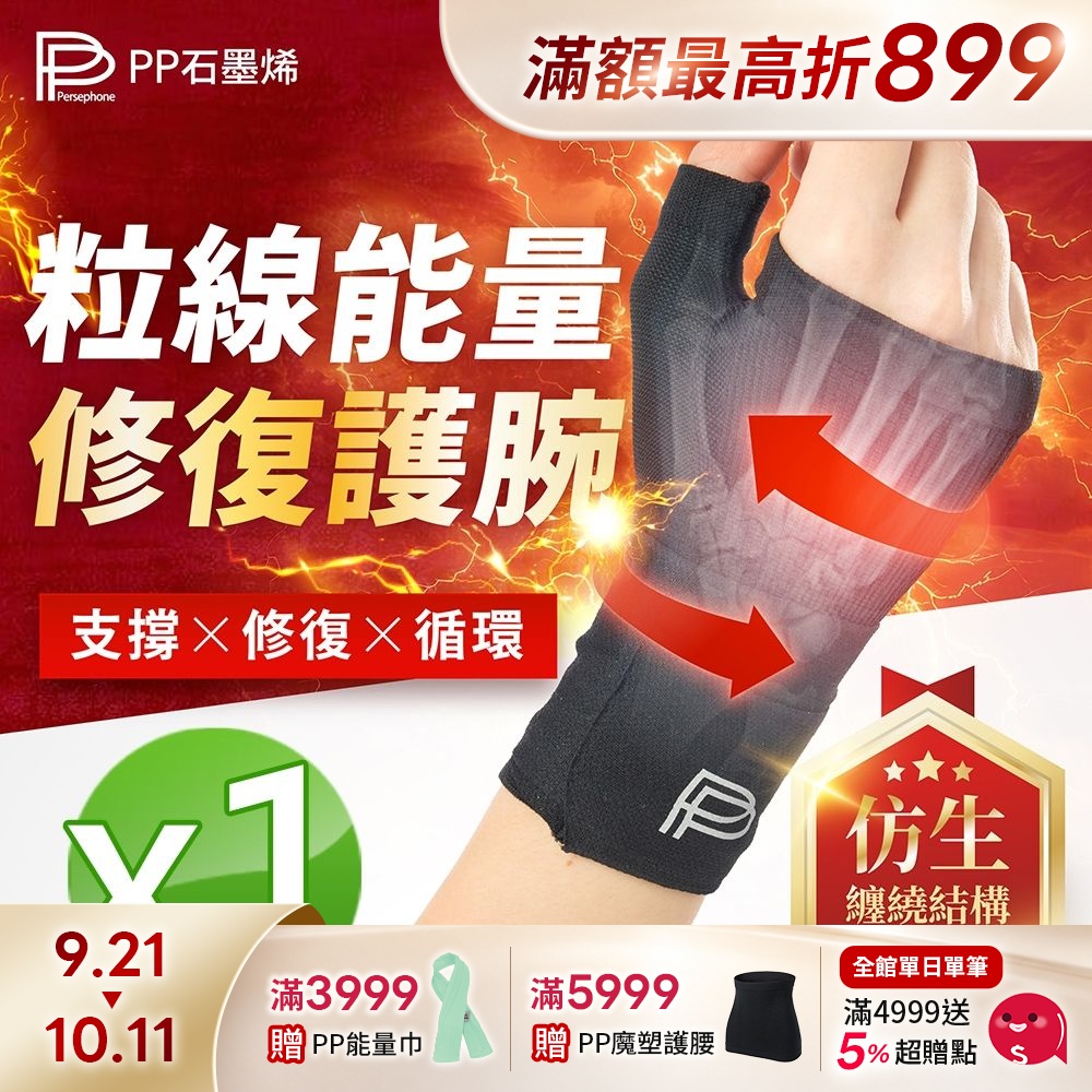 【PP石墨烯】粒線能量修復護腕_1入