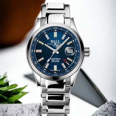 BALL 波爾錶 工程師 III GMT 彩虹燈管機械錶-41mm藍 GM9100C-S2C-BER