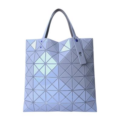 ISSEY MIYAKE  BAOBAO 幾何大方格6x6手提包(炫光灰藍)亮面