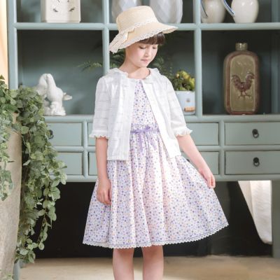 Annys安妮公主-小紫花漾蝴蝶結春夏款無袖純棉洋裝(3314紫色)