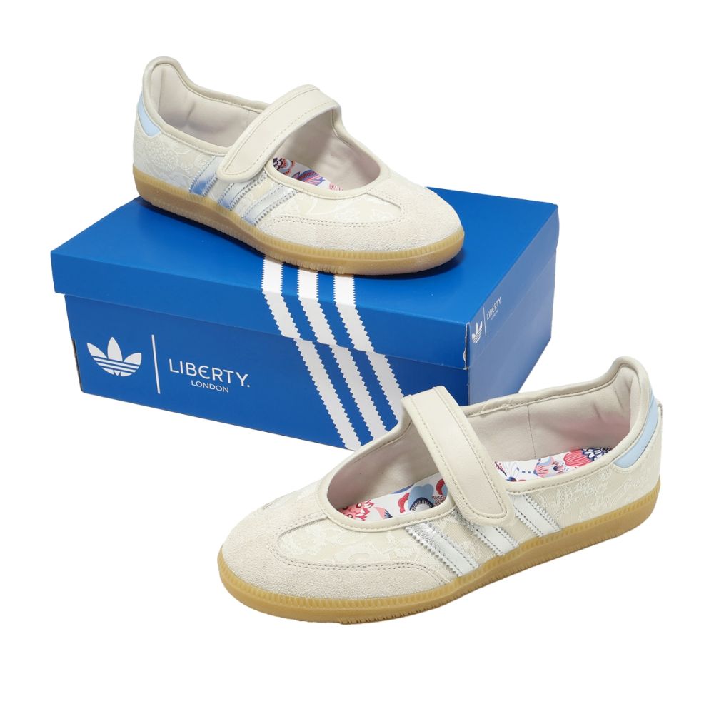 adidas 愛迪達休閒鞋Samba Jane W 女鞋米白銀Liberty London 瑪麗珍鞋