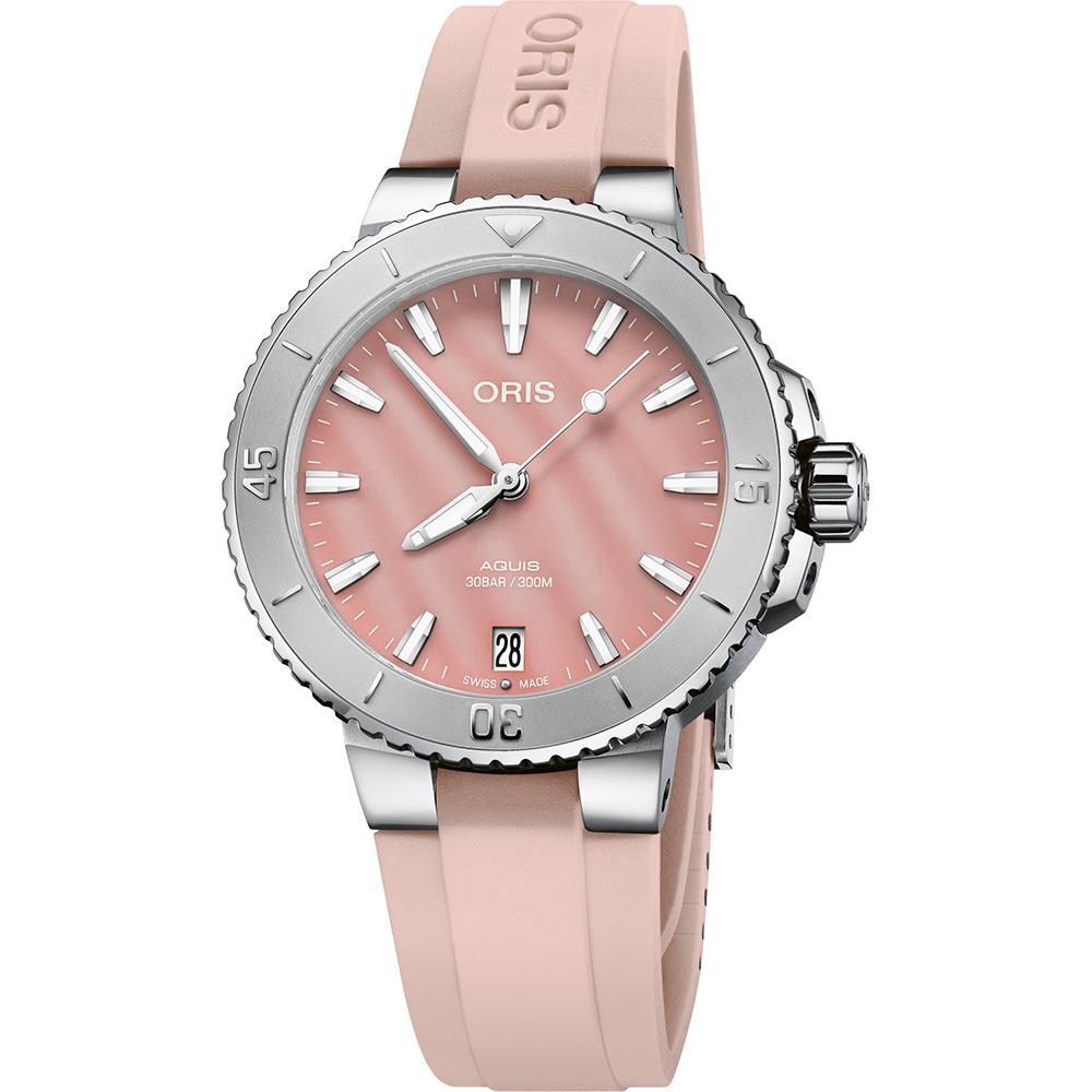 Oris 豪利時 Aquis 日期潛水機械錶-36.5mm粉 0173377704158-0741866FC