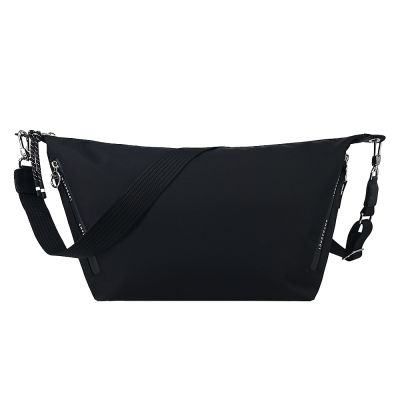 LONGCHAMP LE PLIAGE ENERGY系列再生尼龍雙拉鍊斜背包(黑)