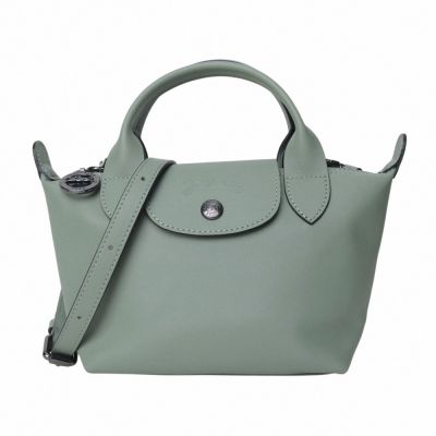 LONGCHAMP LE PLIAGE 皮革兩用水餃包(鼠尾綠)mini