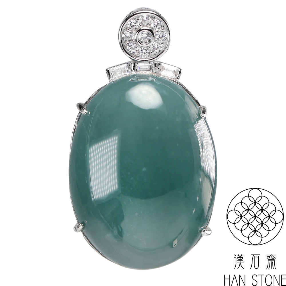 漢石齋】天然翡翠A貨鑲嵌大蛋面吊墜冰種藍水(20*26mm) | 漢石齋| Yahoo