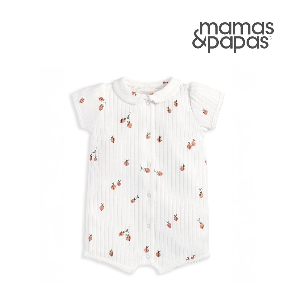 Mamas&Papas 白綿莓果-短袖連身寬褲