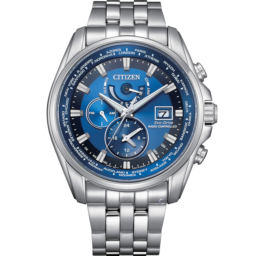 CITIZEN 星辰錶 亞洲限定款 光動能萬年曆錶 電波錶 手錶-AT9120-89L