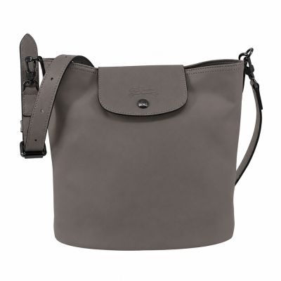 LONGCHAMP LE PLIAGE XTRA系列牛皮斜背翻蓋水桶包(斑鳩灰)