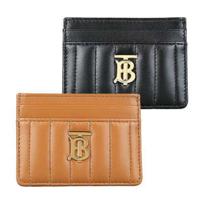 BURBERRY LOLA金字TB LOGO絎縫線條設計羊皮卡片夾(多色)