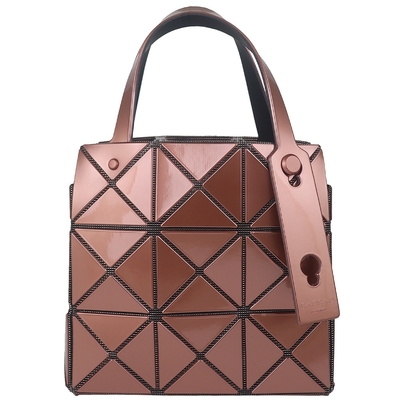 ISSEY MIYAKE 三宅一生 BAOBAO 咖金色三角格3x3小型手提包