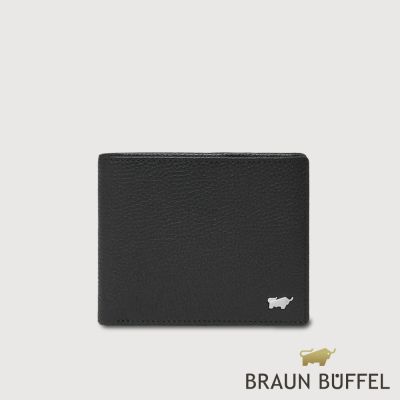 【BRAUN BUFFEL 德國小金牛】台灣總代理 諾瓦-A 9卡中間翻零錢袋短夾-黑色/BF564-318-BK