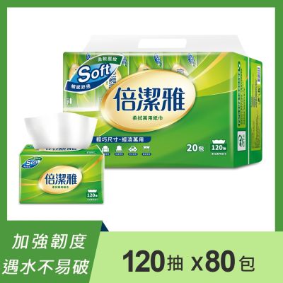 倍潔雅柔拭萬用紙巾120抽20包4袋/箱