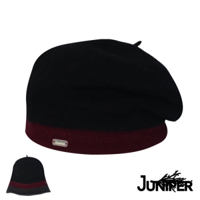 Juniper 秋冬保暖純澳洲羊毛拚色多變畫家貝蕾帽 TJW1005