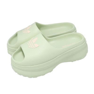 adidas 愛迪達 涼拖鞋 AdiFom Stan Slide W 女鞋 綠 米 厚底 增高 三葉草 JH7467