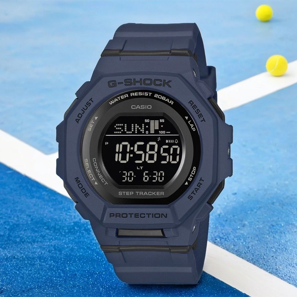 CASIO 卡西歐 G-SHOCK 計步藍牙手錶 運動風女錶 開學換新季 送禮推薦-海軍藍 GMD-B300-2