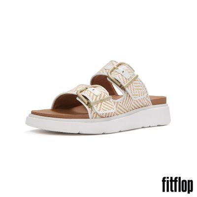 【FitFlop】GEN-FF 扣環圖案編織雙帶涼鞋-女(都會白)