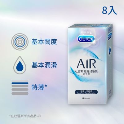 【Durex 杜蕾斯】AIR輕薄幻隱裝衛生套1盒(8入)